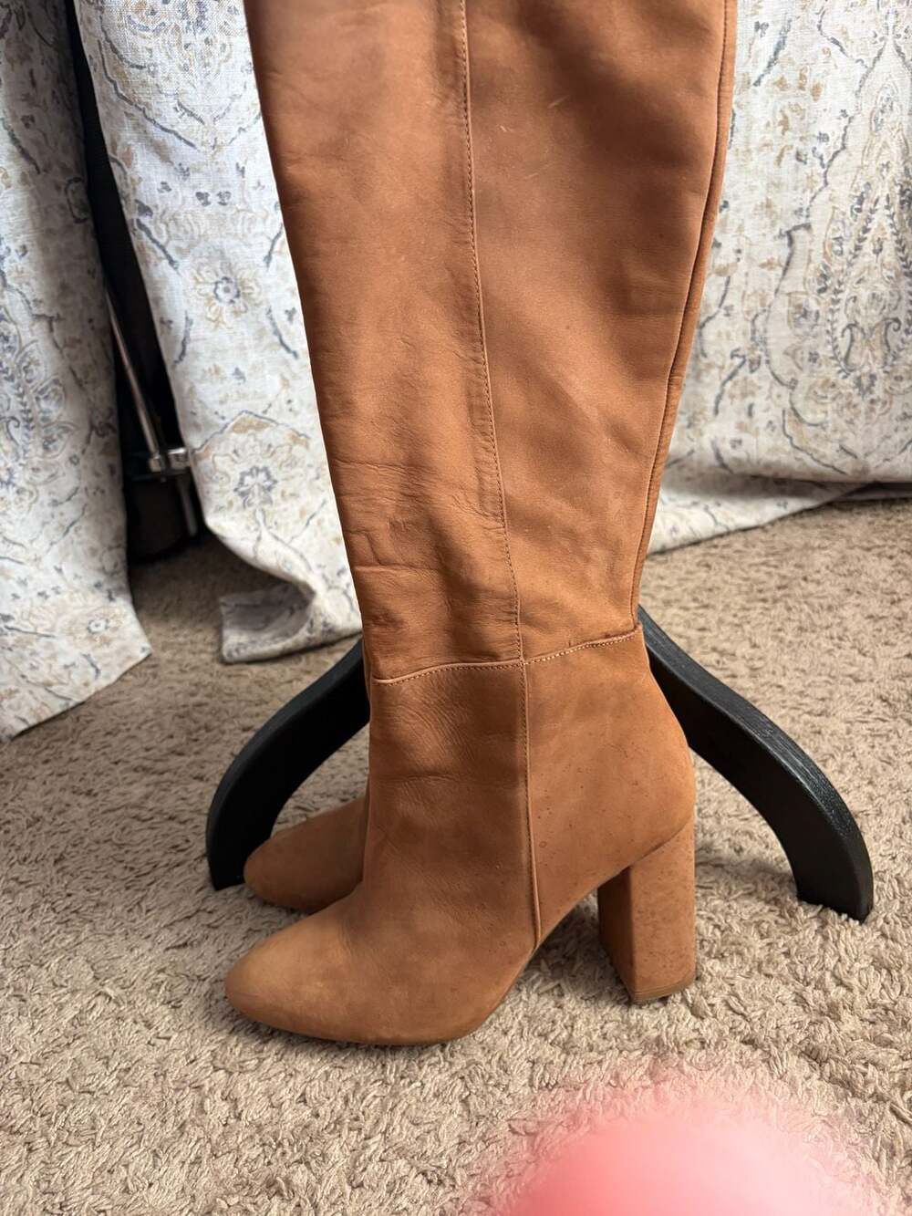 Steve Madden Ninny Camel Nubuck Leather Knee High Heeled Boots Size 9M
